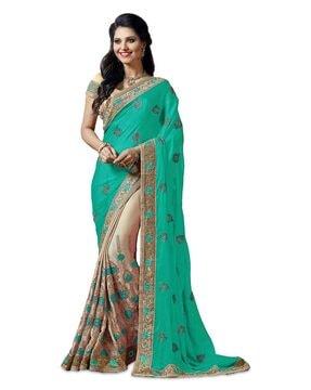 embrodiered & embellished silk saree set