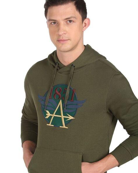 embroided logo kangaroo pocket hoodie