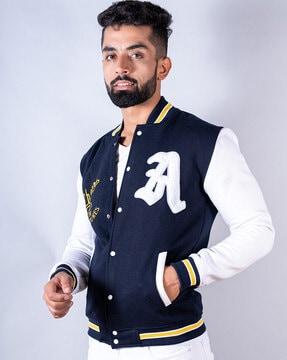 embroidered bomber jacket with applique