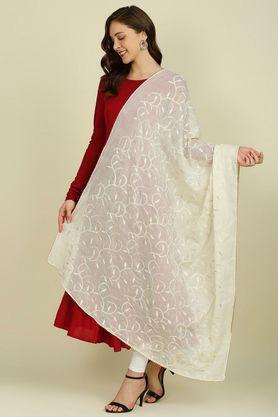 embroidered cotton gotta patti womens festive wear dupatta - off white