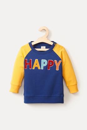 embroidered cotton round neck infant boys sweatshirts - blue