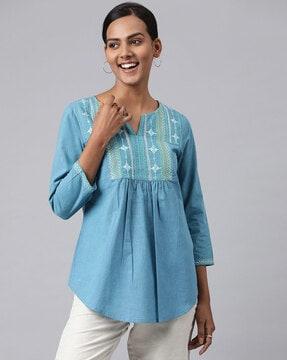 embroidered cotton top