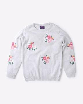 embroidered crew-neck sweater