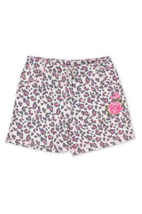 embroidered denim regular fit girls shorts - pink