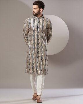 embroidered fitted long kurta