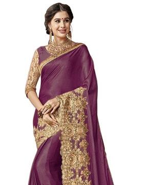 embroidered linen saree