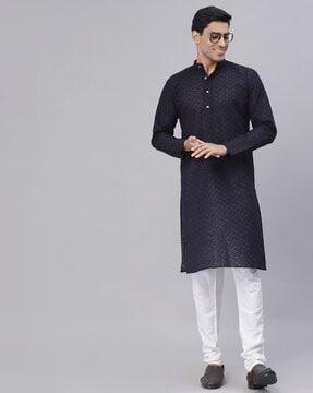 embroidered long kurta with full sleeves
