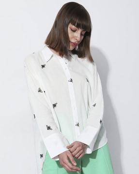 embroidered loose fit shirt