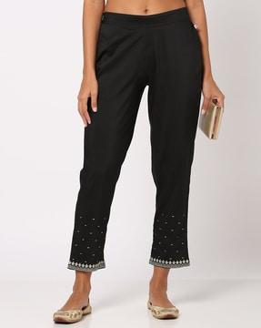 embroidered pants with insert pocket