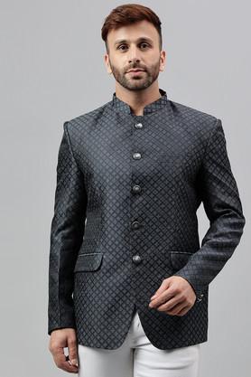 embroidered polyester regular fit men's blazer - multi