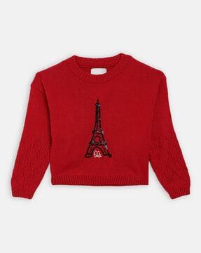 embroidered-round-neck-pullover