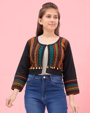 embroidered shrug with 3/4th sleeves