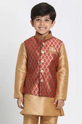 embroidered-silk-blend-mandarin-boys-nehru-jacket---maroon