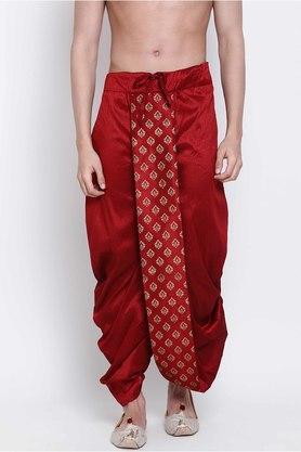 embroidered silk regular fit men's occasion wear dhoti - red