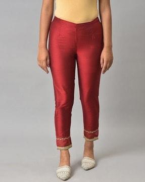 embroidered slim fit pants