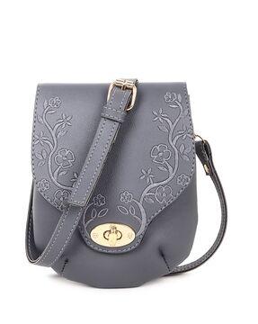 embroidered sling bag with detachable strap