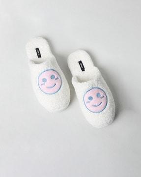 embroidered slippers with cushioned insole