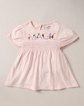 embroidered smocked top