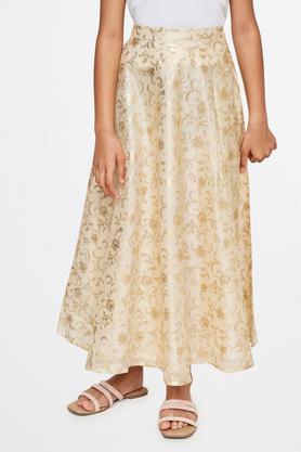 embroidered viscose relaxed fit girls festive skirt - off white