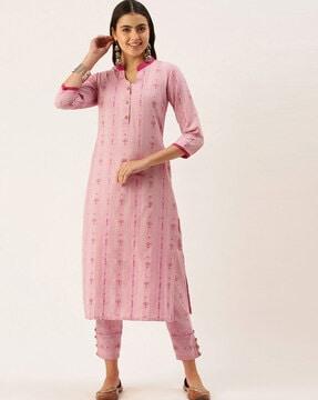 embroidered  straight kurta set