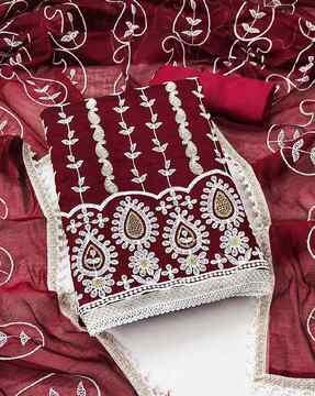 embroidered 3-piece unstitched dress material