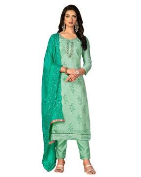 embroidered 3-piece unstitched dress material