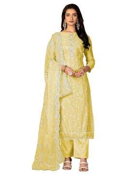 embroidered 3-piece unstitched dress material