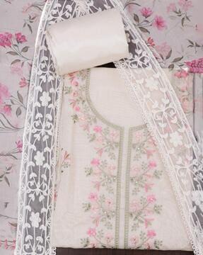 embroidered 3-piece unstitched dress material