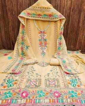 embroidered 3-piece unstitched dress material