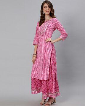 embroidered a-line kurta set