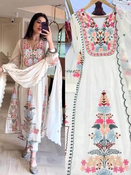 embroidered a-line kurta set