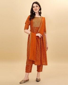 embroidered a-line kurta set