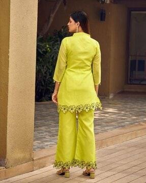 embroidered a-line kurta set