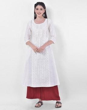 embroidered a-line kurta