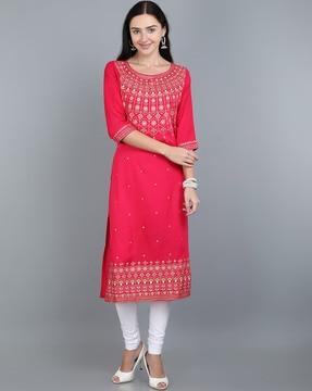 embroidered a-line kurta