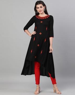 embroidered a-line kurta