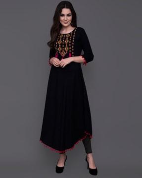 embroidered a-line kurta