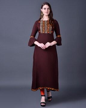 embroidered a-line kurta