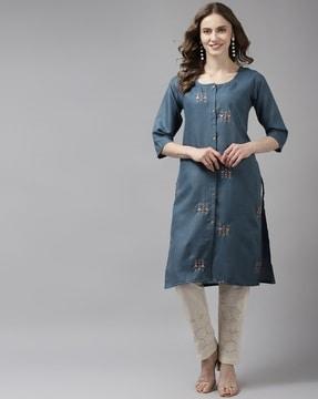 embroidered a-line kurta