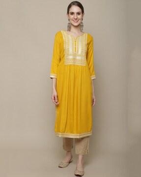 embroidered a-line kurta