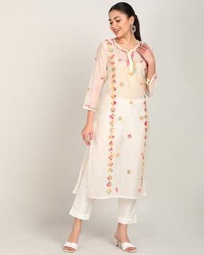 embroidered a-line kurta