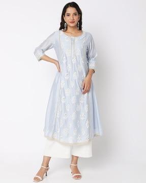 embroidered a-line kurta