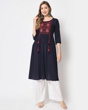 embroidered a-line kurta