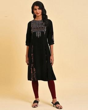 embroidered a-line kurta