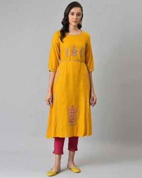 embroidered a-line kurta