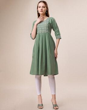 embroidered a-line kurta