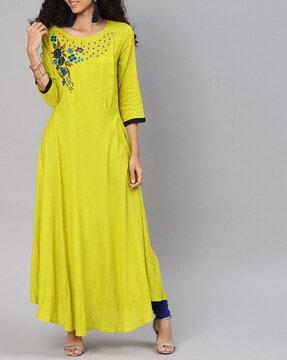 embroidered a-line kurta