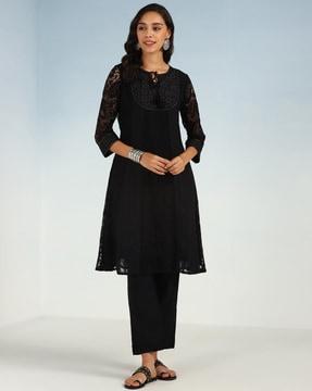 embroidered a-line kurta