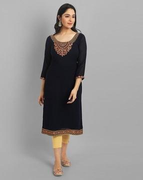 embroidered a-line kurta