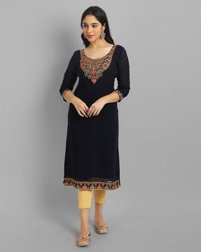 embroidered a-line kurta